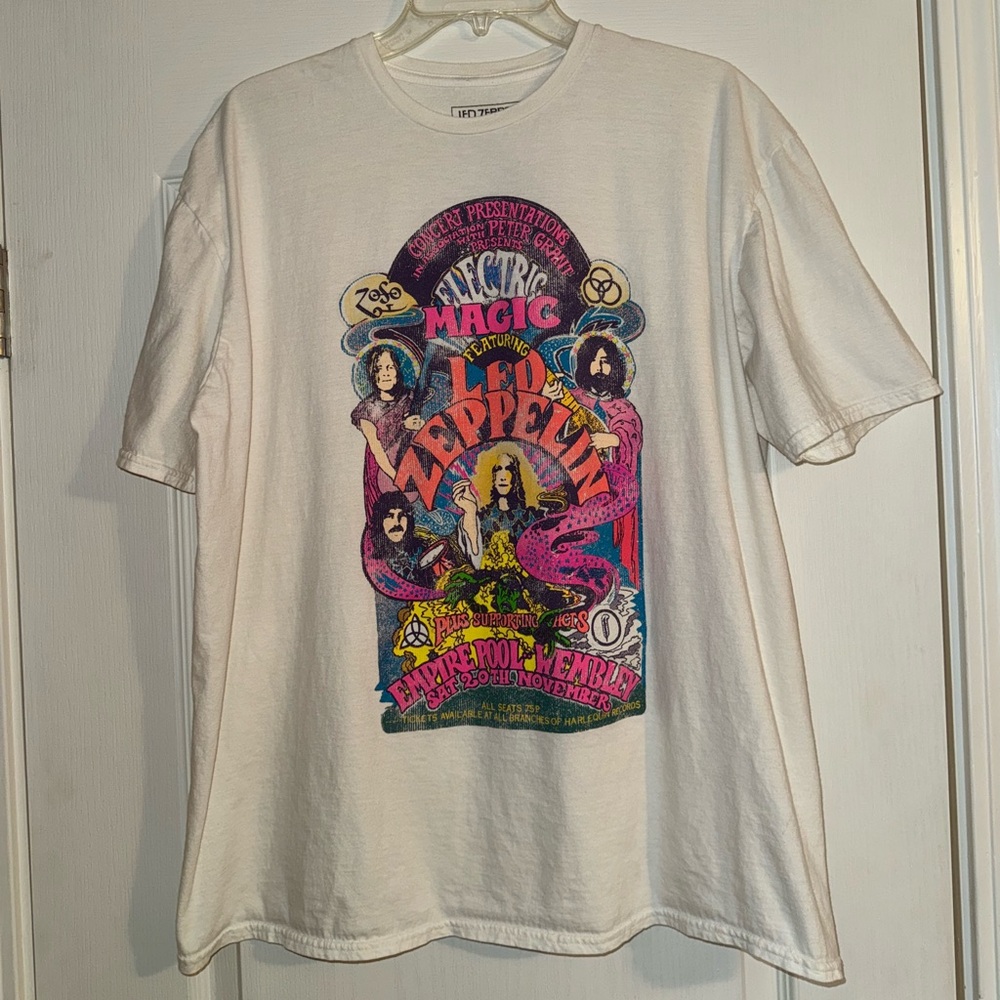 Led Zeppelin Graphic Tee - White Vintage-Style Short Sleeve